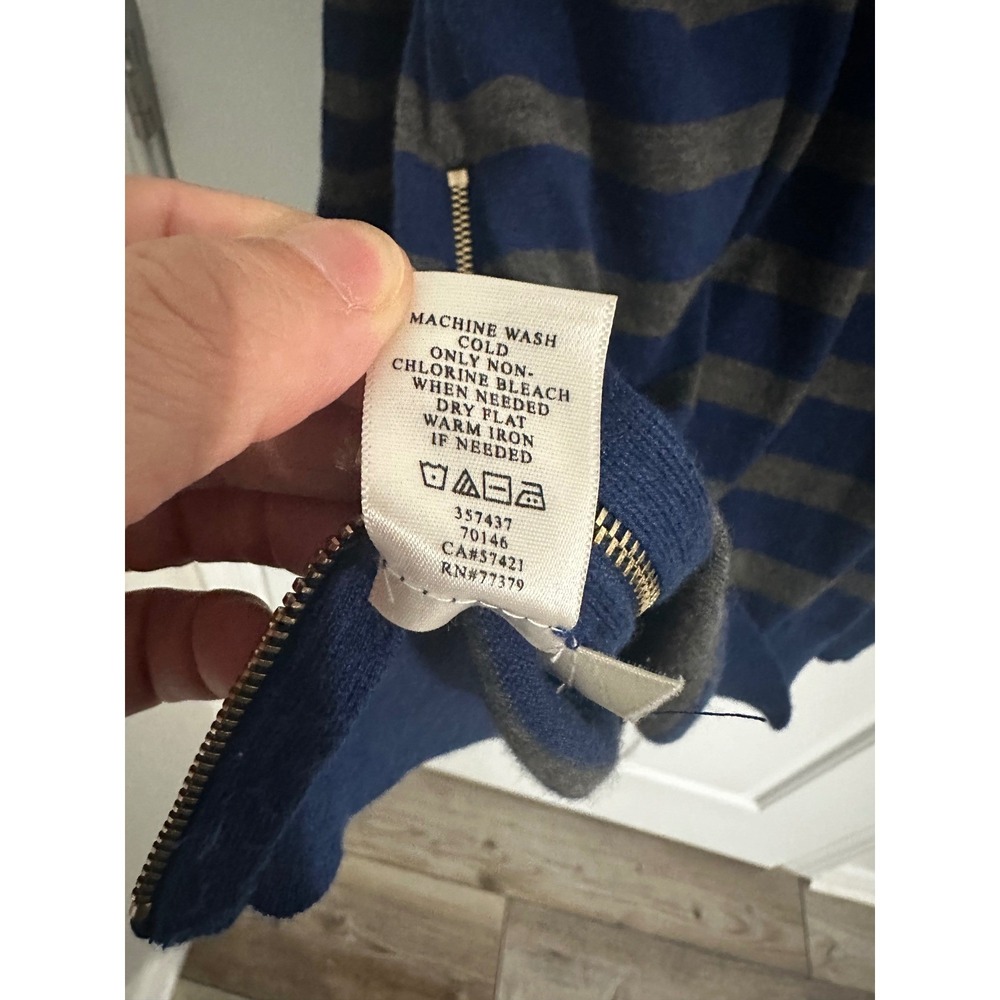 Ann Taylor Women's Blue Striped Long Sleeve Zipper Detail Sweater Size L - Picture 4 of 11